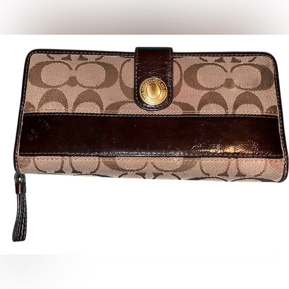 Coach Handbags - VINTAGE Coach Brown and Tan Signature Wallet